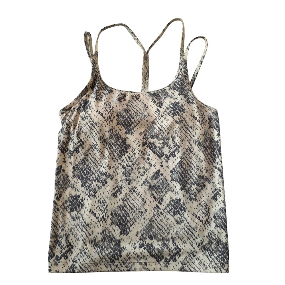 PINK Victorias Secret Snakeskin Print Active Camisole Built-in Bra Gray‎ Cream M